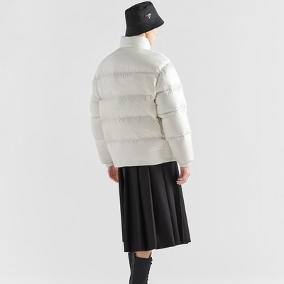 Re-Nylon hooded goose down jacket