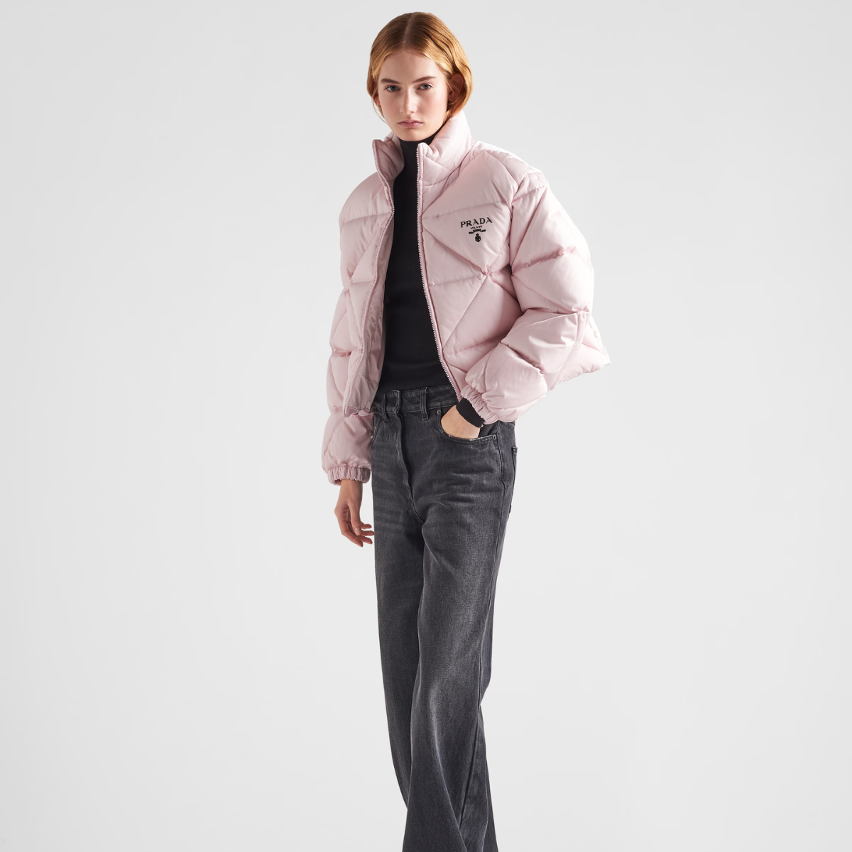 Re-Nylon Gabardine cropped down jacket