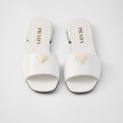 Saffiano patent leather slides