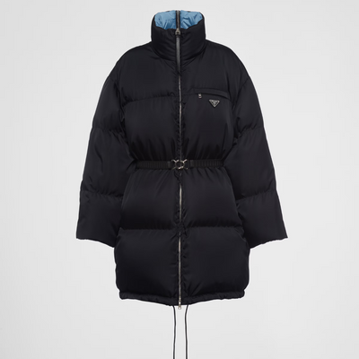 Re-Nylon Gabardine hooded down coat