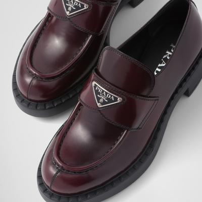 Chocolate brushed leather loafers