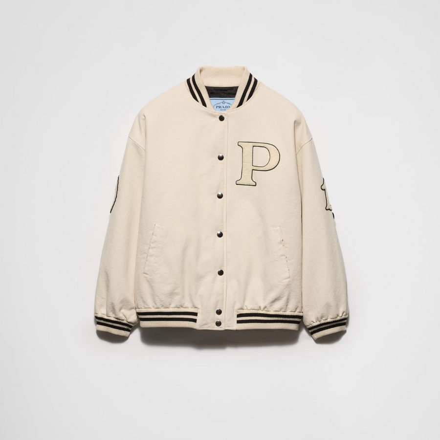 Canvas bomber jacket with patches