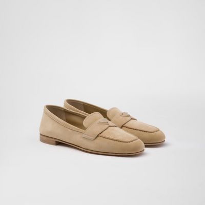 Suede loafers Ecru