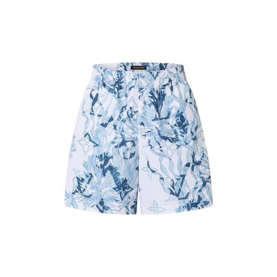 Printed Nylon Swim Shorts Dark Denim