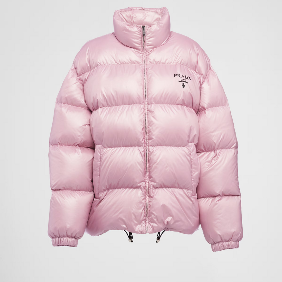 Re-Nylon hooded goose down jacket