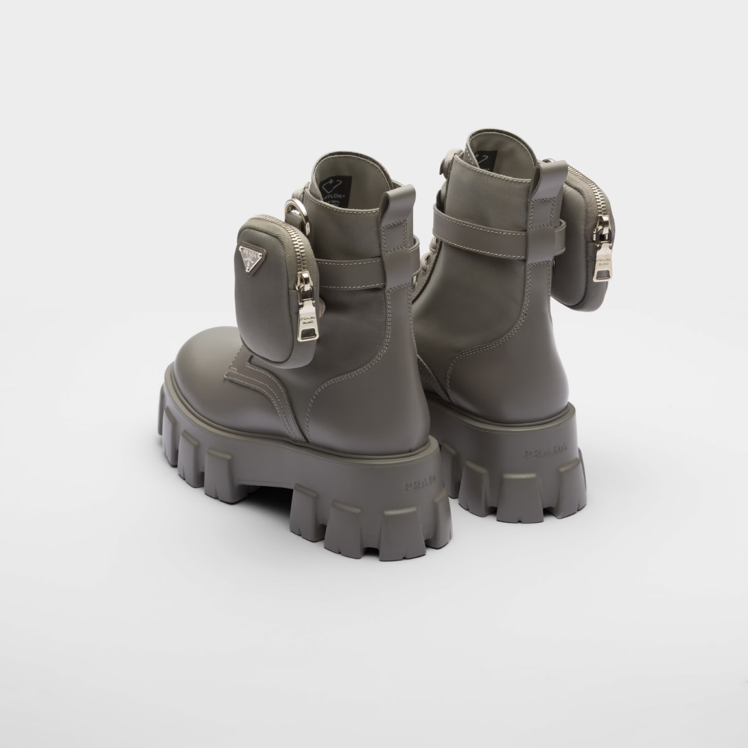 Monolith leather and Re-Nylon boots with pouch