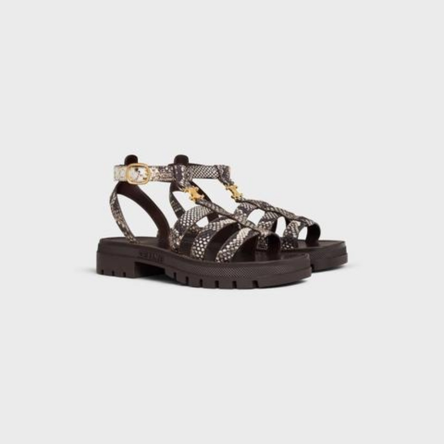 CLEA TRIOMPHE GLADIATOR SANDAL in Python Stamped Goatskin