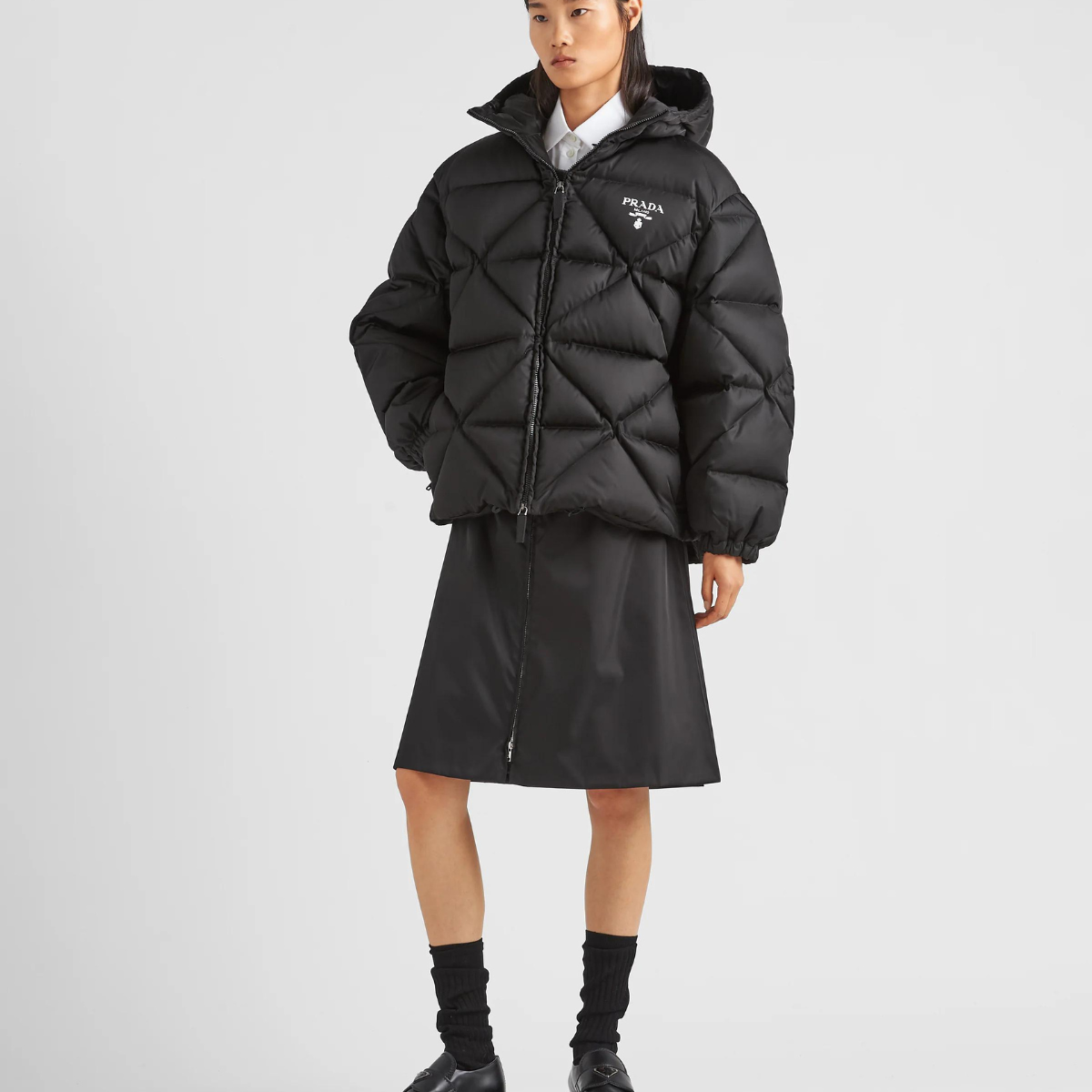 Oversized Re-Nylon Gabardine down jacket