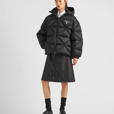 Oversized Re-Nylon Gabardine down jacket