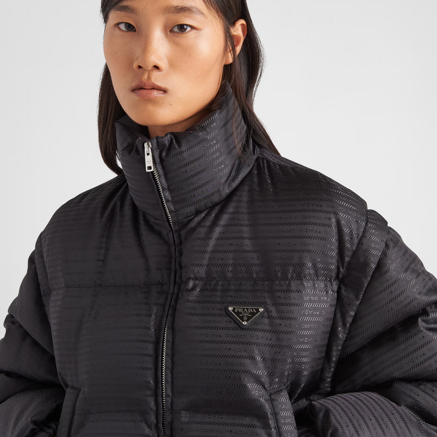 Re-Nylon cropped hooded down jacket