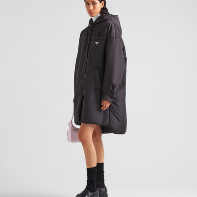 Oversized light Black Re-Nylon raincoat