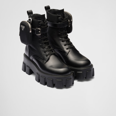 Monolith leather and Re-Nylon boots with pouch