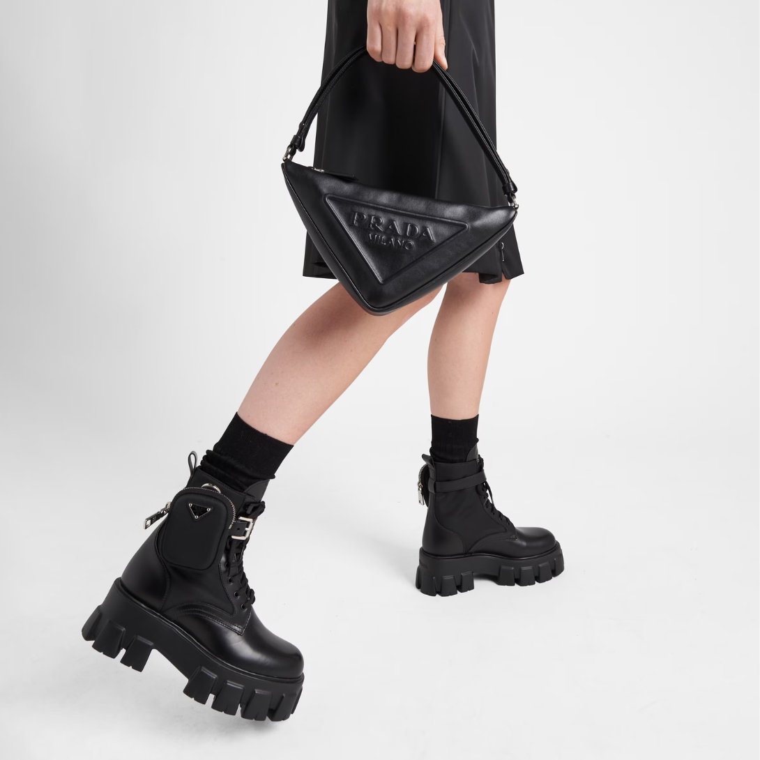 Monolith leather and Re-Nylon boots with pouch