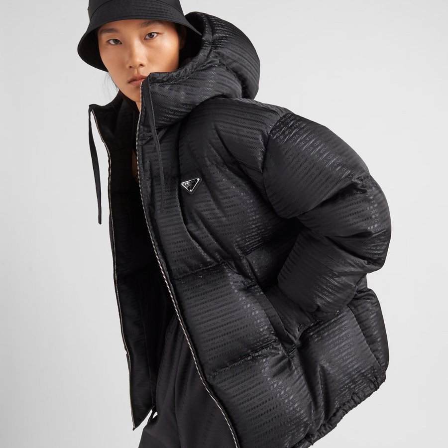 Re-Nylon hooded down jacket