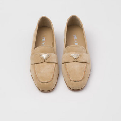 Suede loafers Ecru