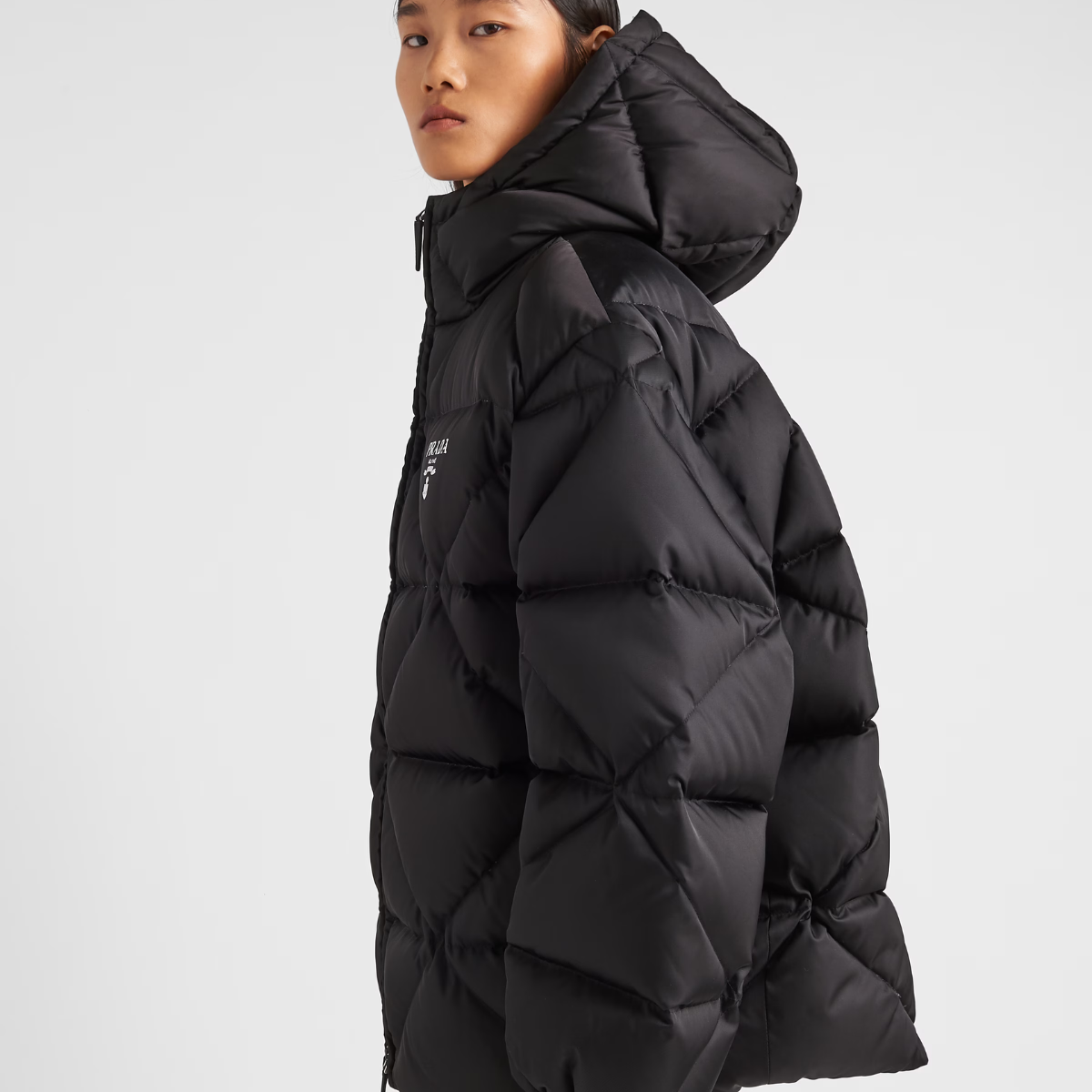 Oversized Re-Nylon Gabardine down jacket