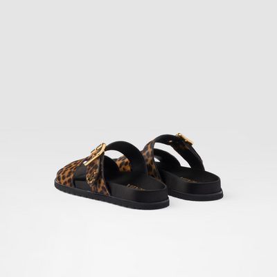 Printed leather Leopard Print slides