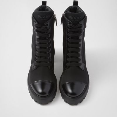 Re-Nylon and leather booties