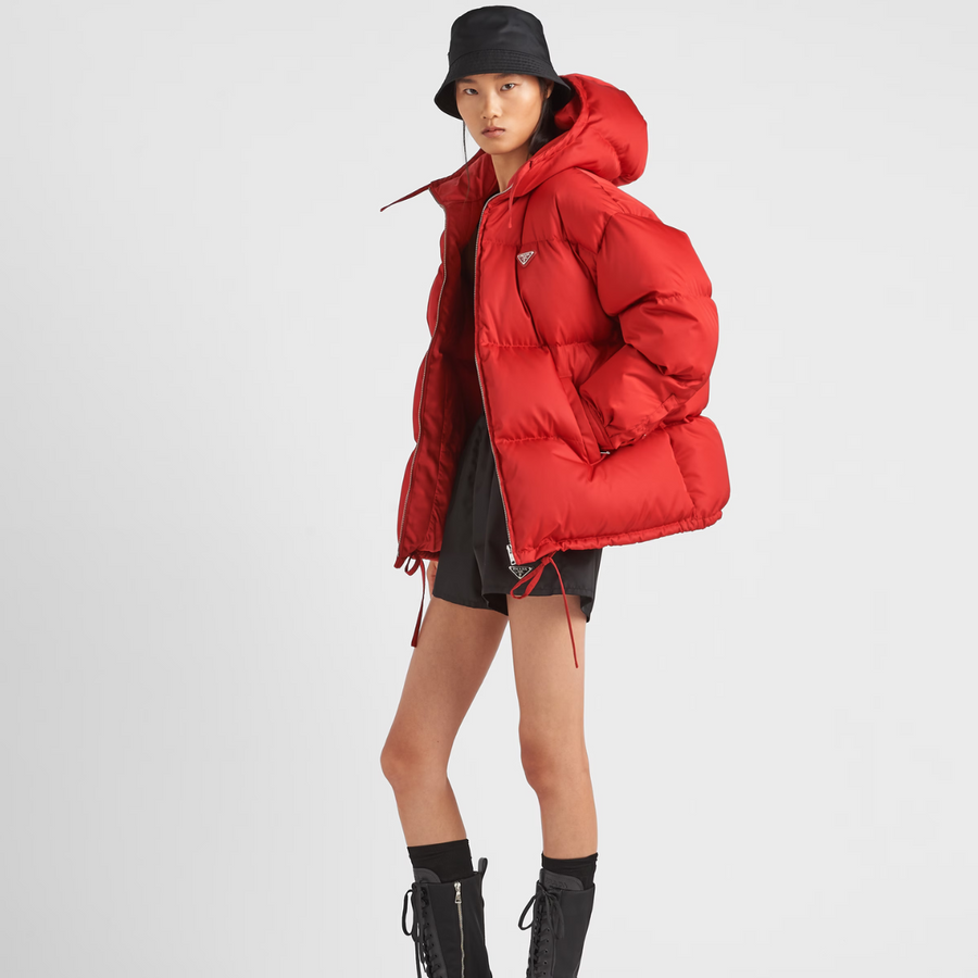 Re-Nylon hooded down jacket