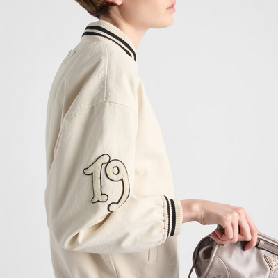 Canvas bomber jacket with patches