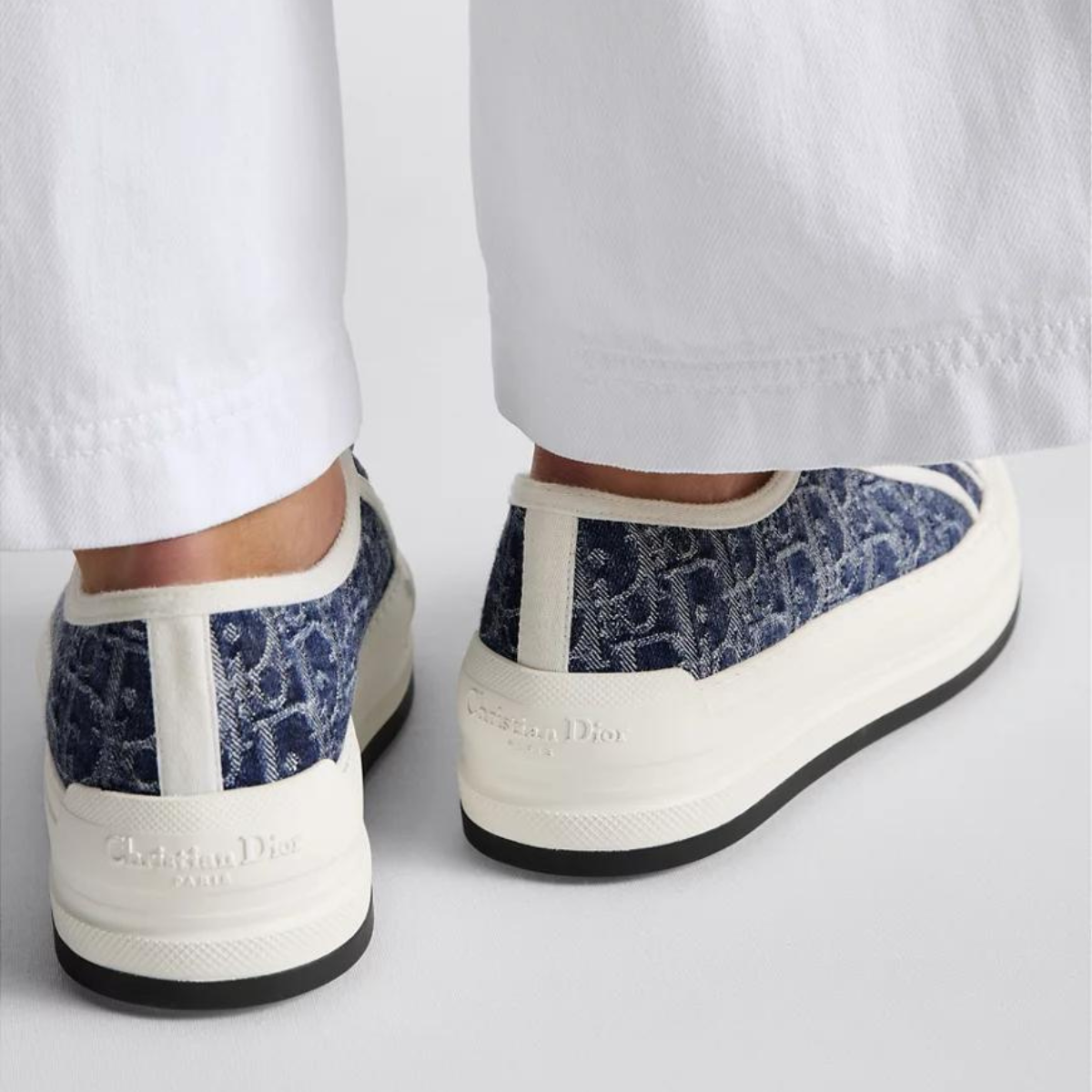 Platform Denim Embroidered Sneaker