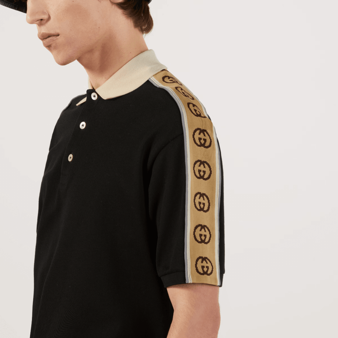 POLO WITH INTERLOCKING G STRIPE