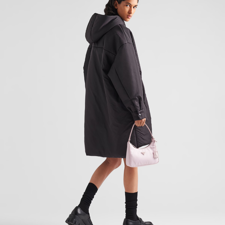 Oversized light Black Re-Nylon raincoat