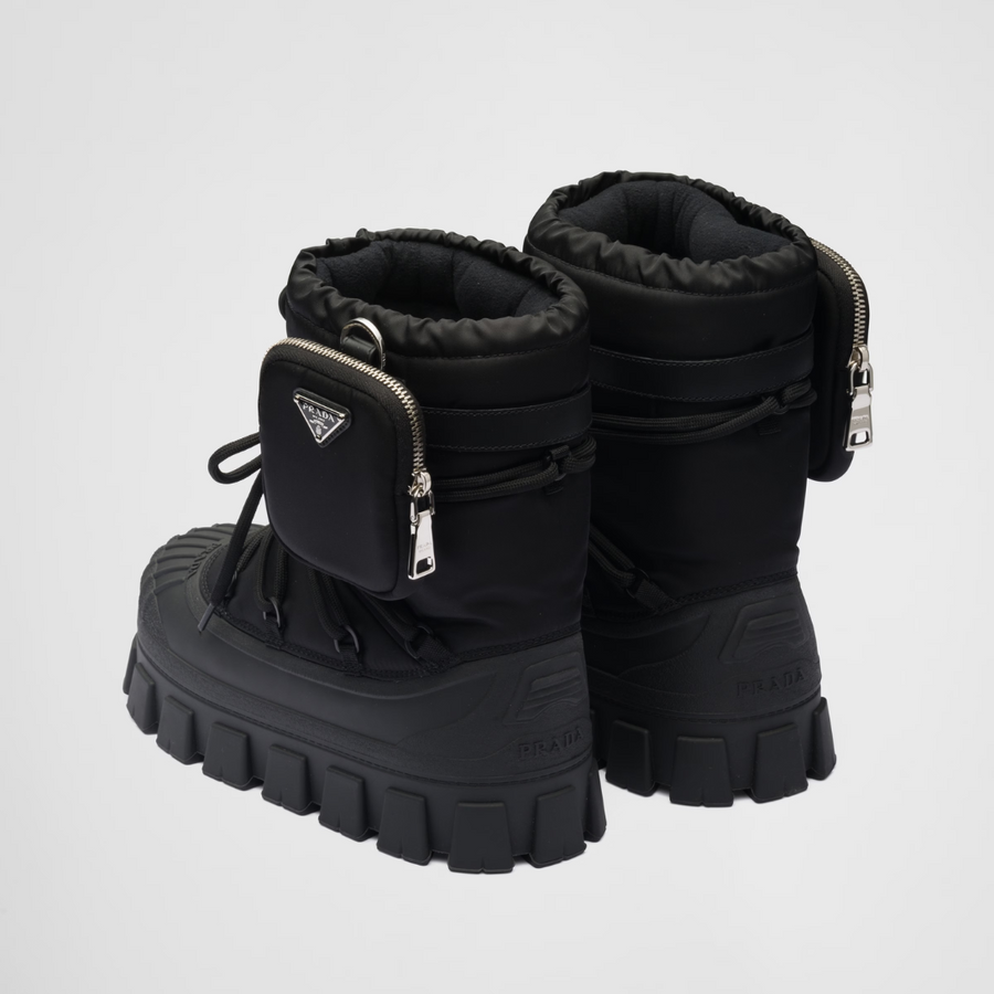 Re-Nylon gabardine après-ski boots with pouch