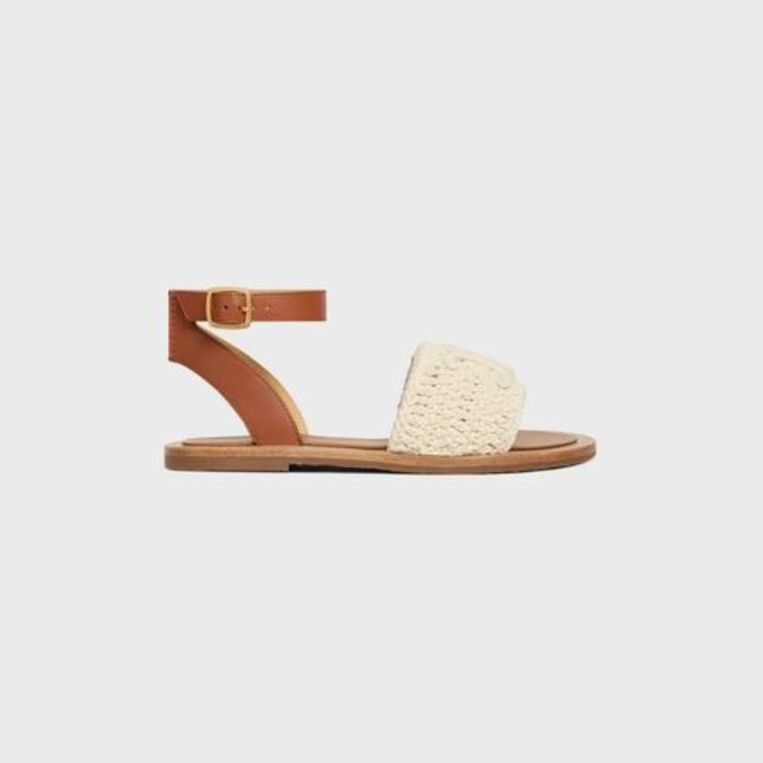 LYMPIA SANDAL in MACCRAMÉ COTTON & CALFSKIN