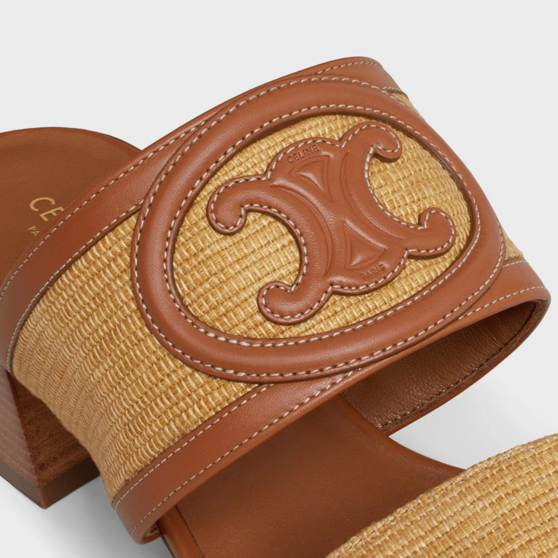 APPOLINE MULE in RAFFIA & CALFSKIN