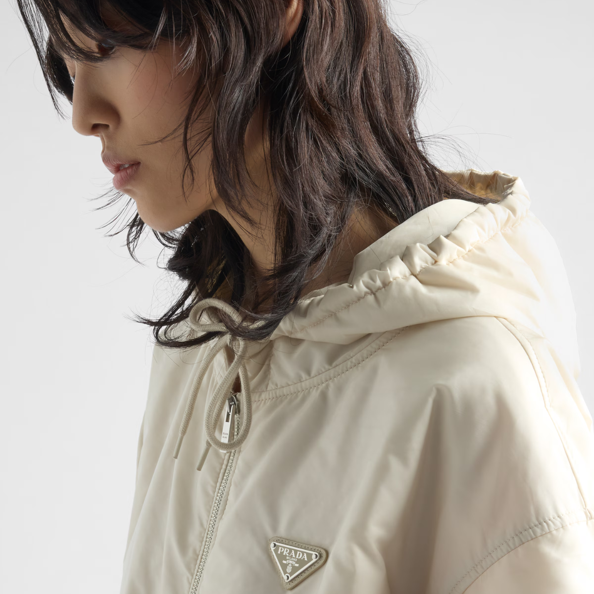 Lightweight hooded Re-Nylon blouson jacket