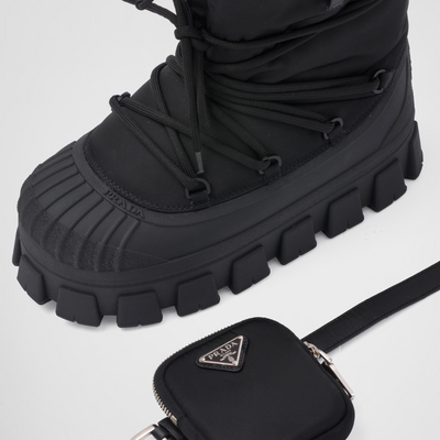 Re-Nylon gabardine après-ski boots with pouch