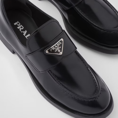 Brushed leather loafers Black