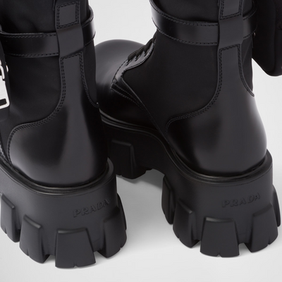 Monolith leather and Re-Nylon boots with pouch