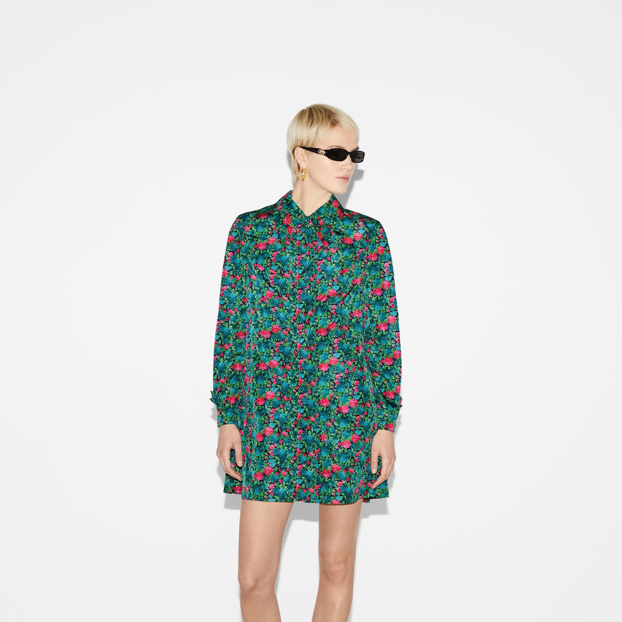 Floral print nylon coat