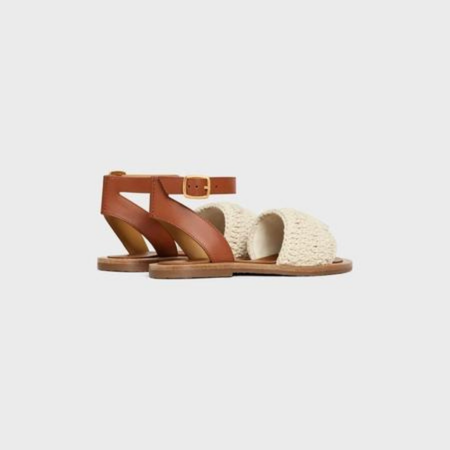 LYMPIA SANDAL in MACCRAMÉ COTTON & CALFSKIN