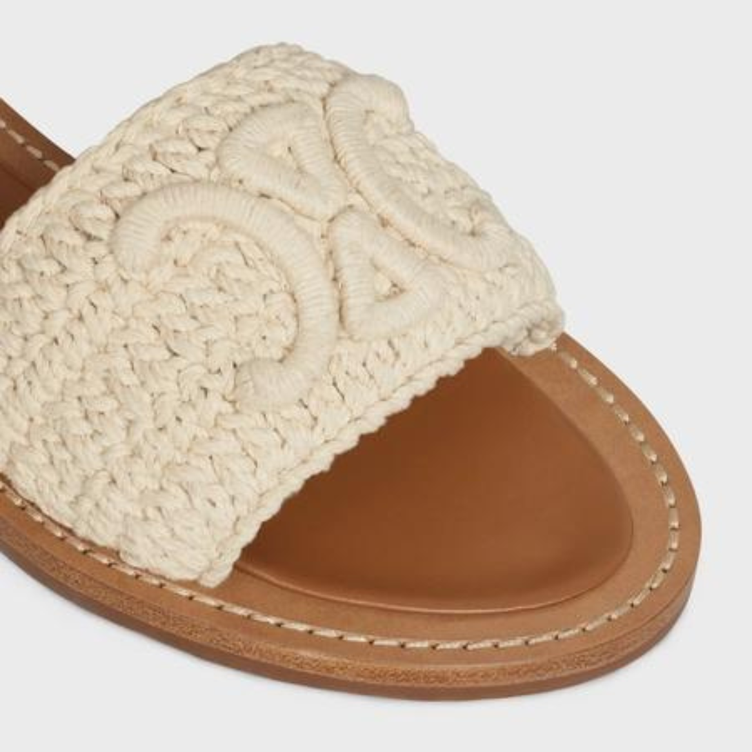 LYMPIA SANDAL in MACCRAMÉ COTTON & CALFSKIN