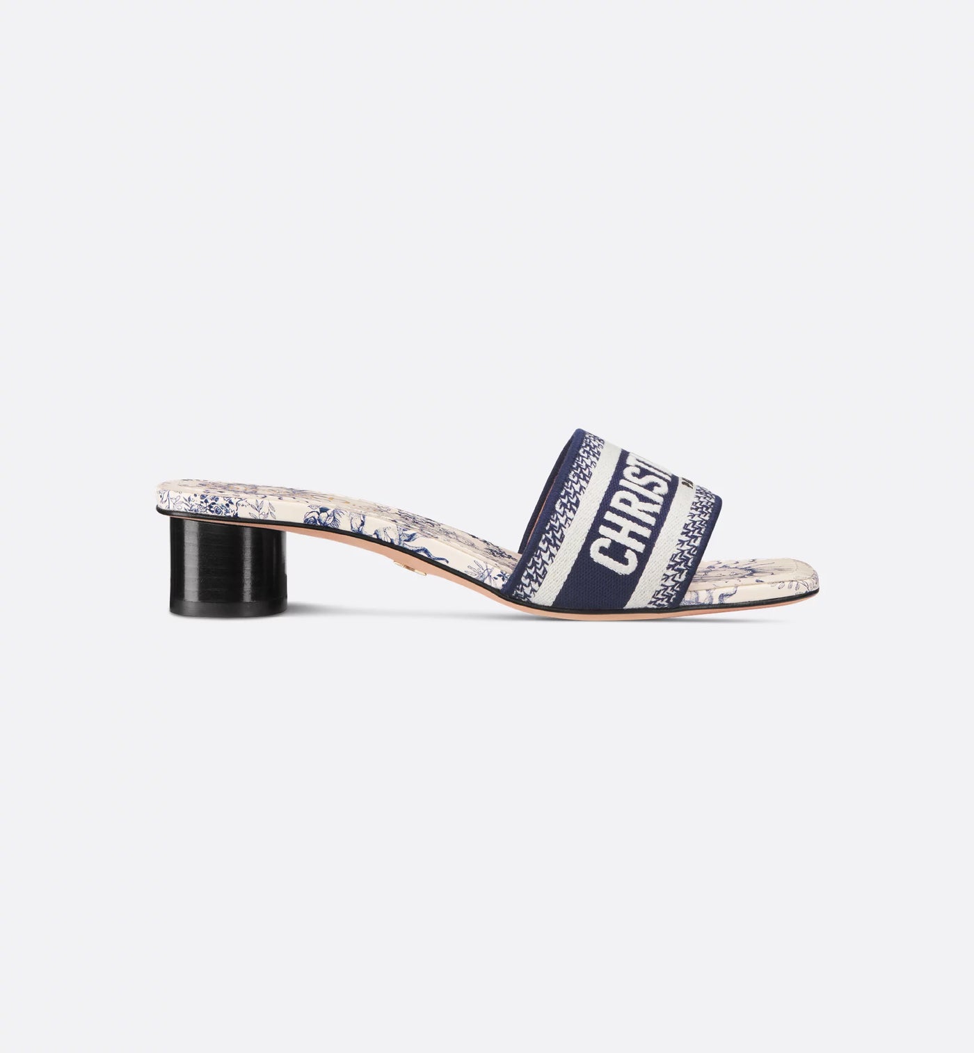 Dway Heeled Embroidered Cotton Slide