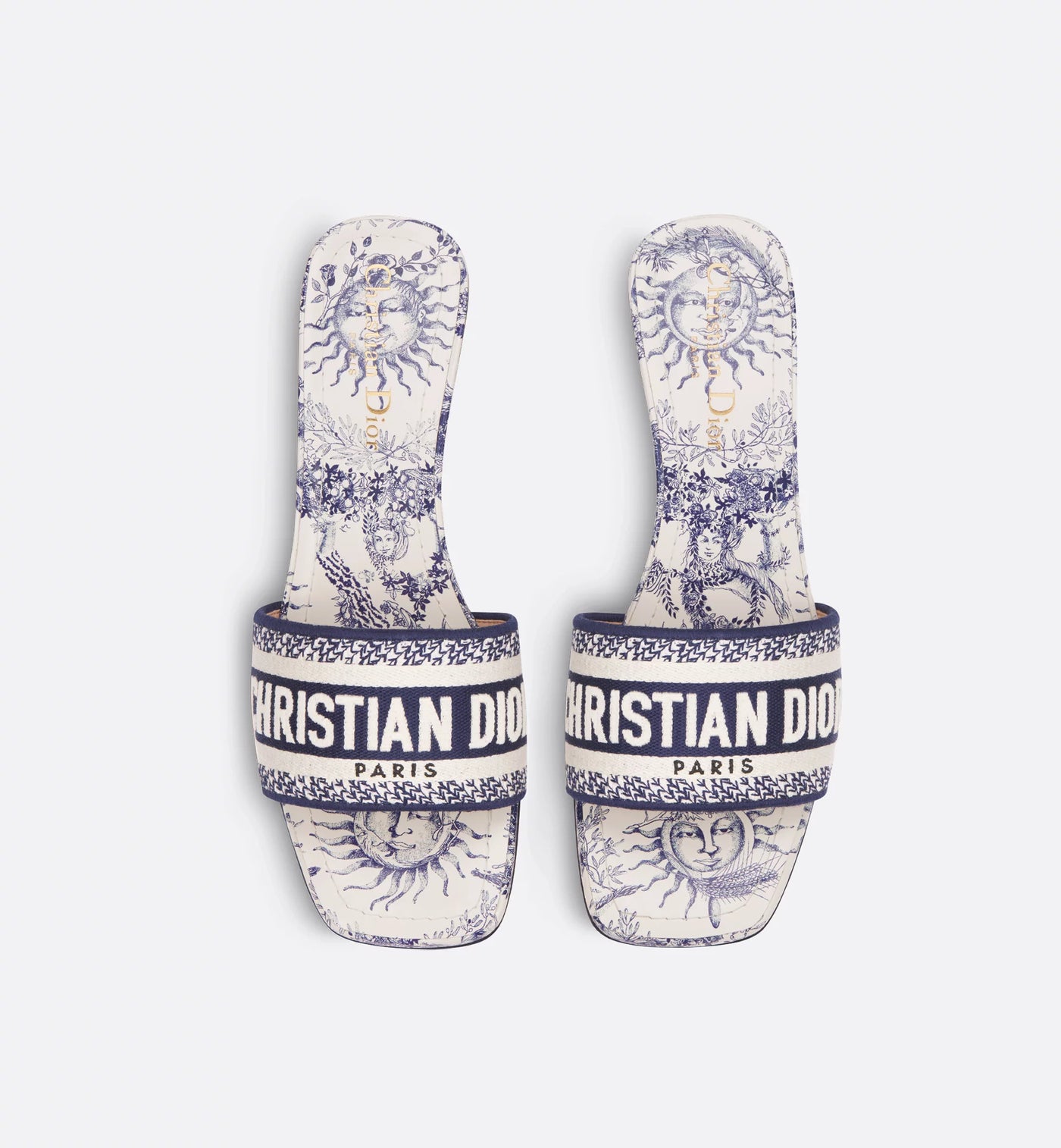 Dway Heeled Embroidered Cotton Slide