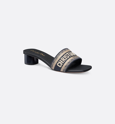 Dway Heeled Cotton Embroidered Slide