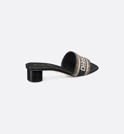 Dway Heeled Cotton Embroidered Slide