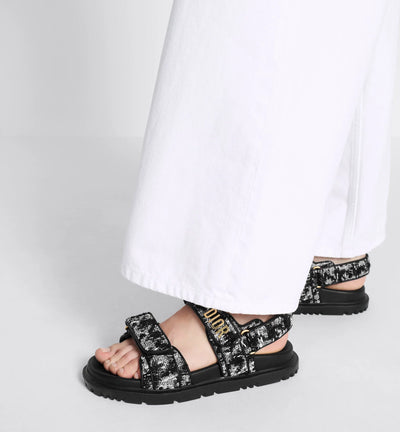 Houndstooth Tweed Sandal