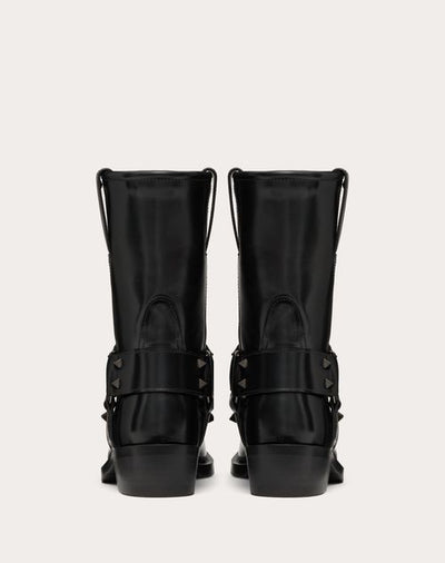 ROCKSTUD CALFSKIN BIKER ANKLE BOOT 40MM