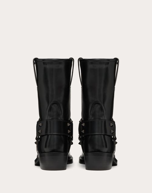 ROCKSTUD CALFSKIN BIKER ANKLE BOOT 40MM