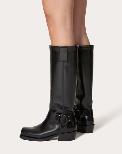 ROCKSTUD CALFSKIN BIKER BOOT 40MM