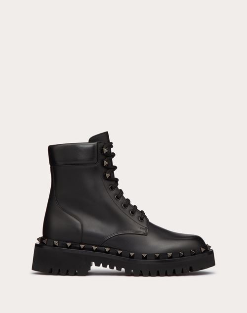 ROCKSTUD CALFSKIN COMBAT BOOT WITH MATCHING STUDS 50MM