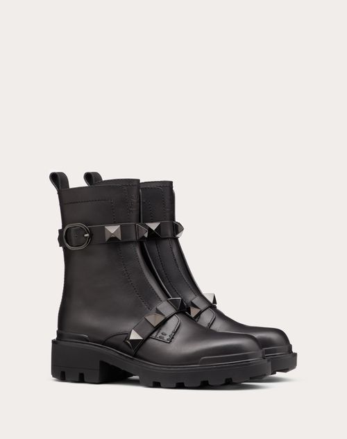 ROMAN STUD CALFSKIN COMBAT BOOT WITH TONAL STUDS 40MM